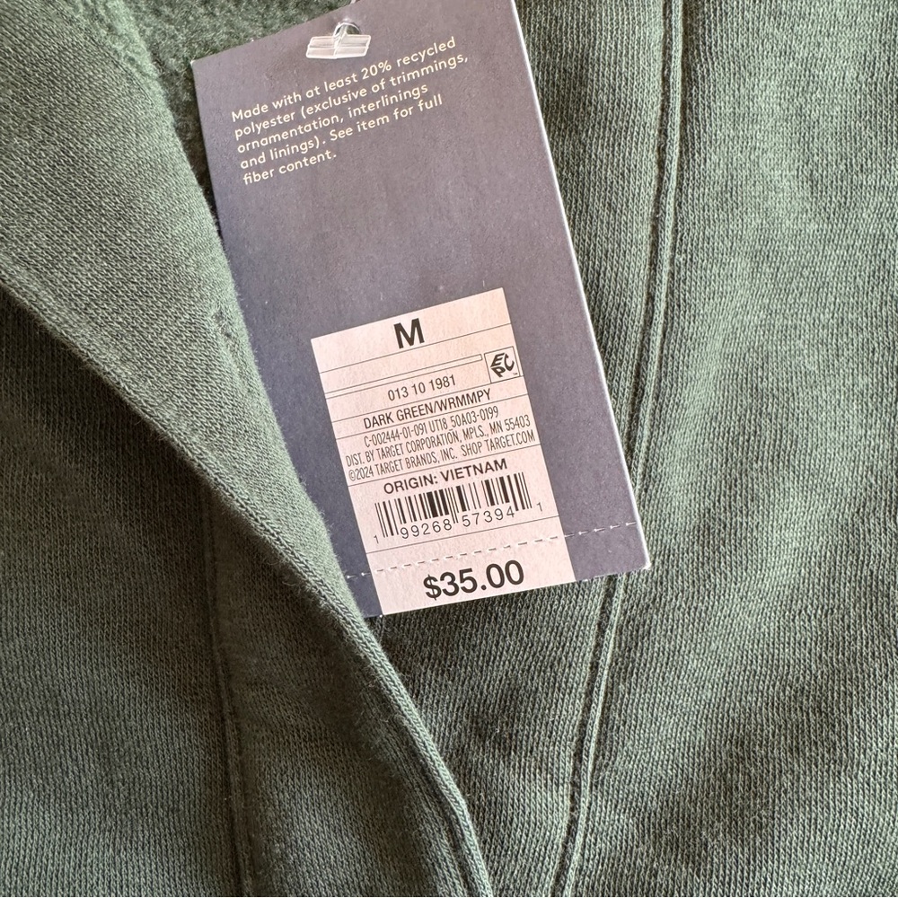 Universal Hunter Green Funnel Neck Sweatshirt with Button Placket - Picture 4 of 7